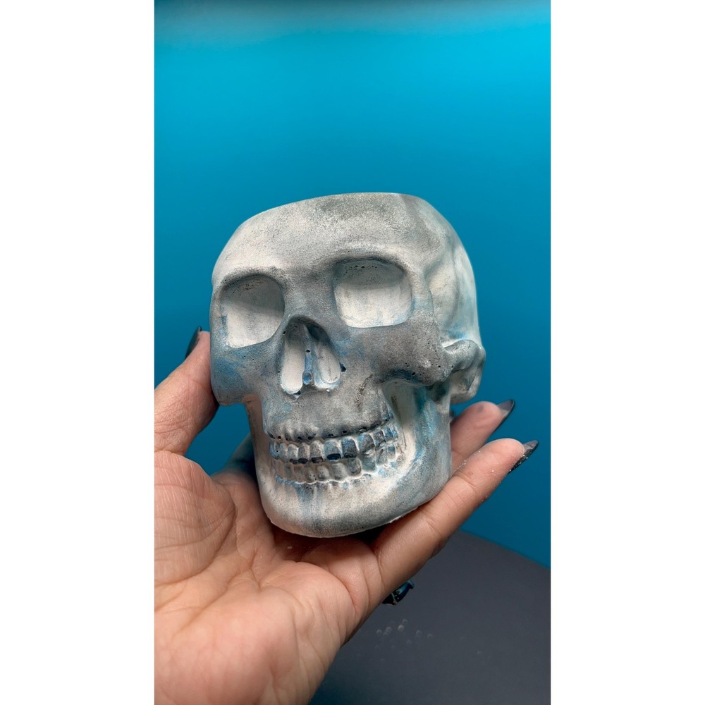Skull Concrete Planter – Handmade Cement Succulent Pot, Handmade In Texas
